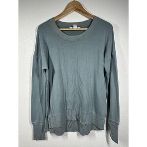 Athleta Sweatshirt Womens Small Sage Green Pullover Thumbholes Drop Shoulder